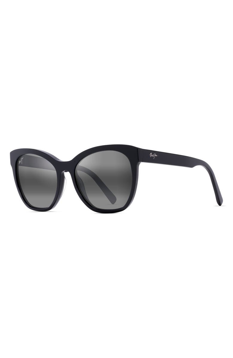Maui Jim Alulu 56mm PolarizedPlus2<sup>®</sup> Cat Eye Sunglasses, Alternate, color, Gloss Black