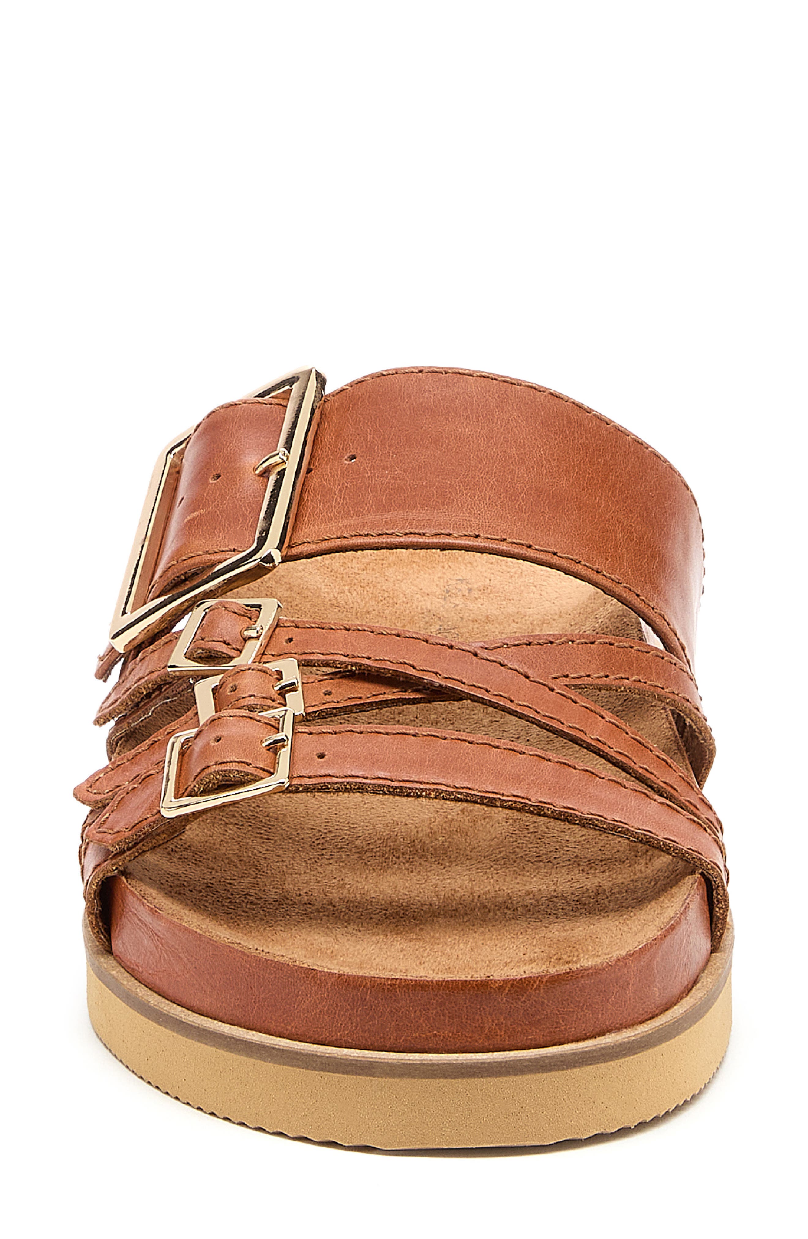 Stella Buckle Slide Sandal, Alternate, color, AUBURN