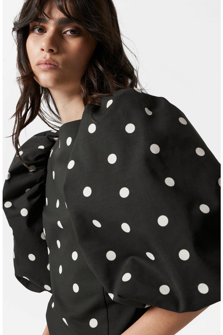 Polka Dot Cotton Blend Minidress, Alternate, color, BLACK AOP DOT