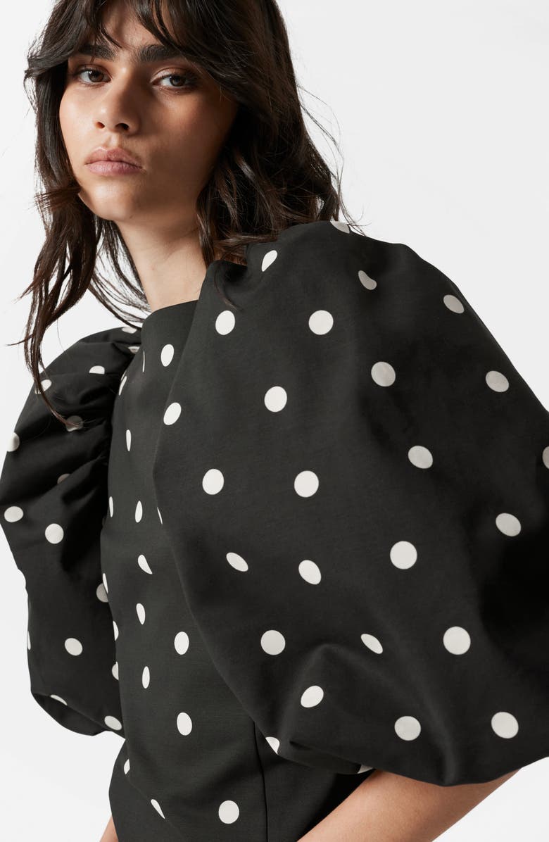 & Other Stories Polka Dot Cotton Blend Minidress, Alternate, color, Black Aop Dot