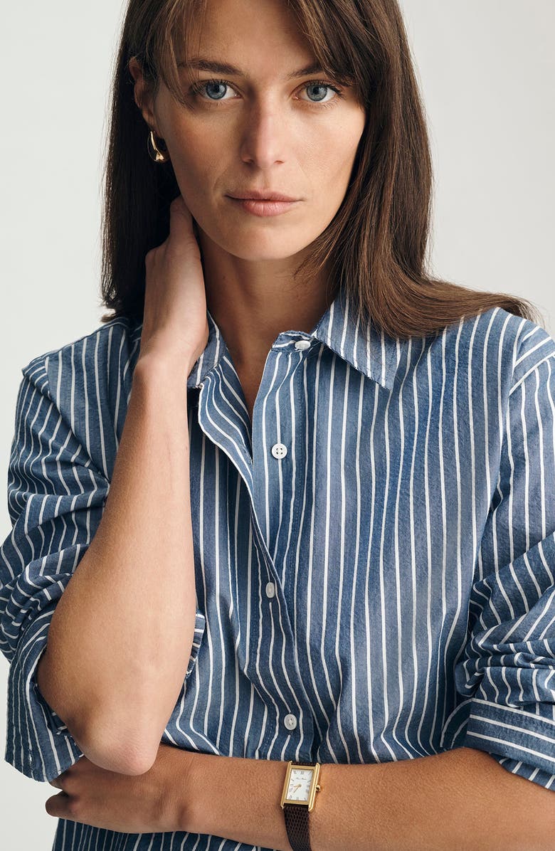 Mavi Jeans Stripe Relaxed Fit Stretch Cotton Button-Up Shirt, Alternate, color,