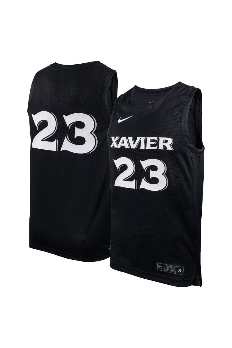 Men's Nike #23 Black Xavier Musketeers Replica Basketball Jersey, Main, color, Black
