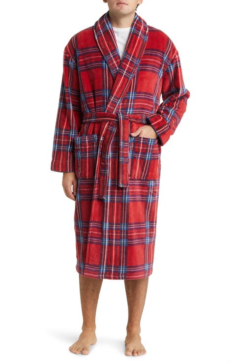 Plaid Shawl Collar Fleece Robe