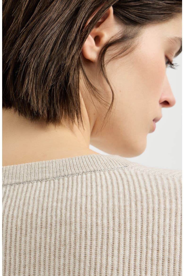 Cashmere English rib sweater with monili, Alternate, color, Oat
