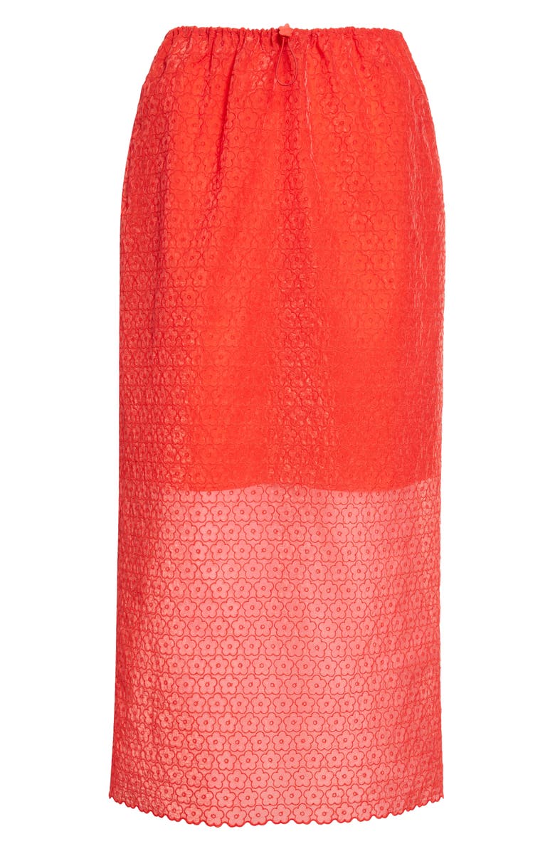 Cecilie Bahnsen Donna Windflower Embroidered Organza Midi Skirt, Alternate, color, Red