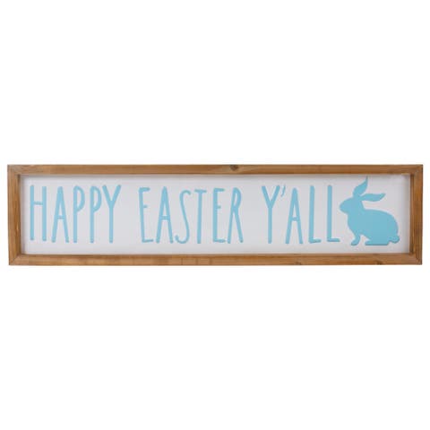 Wooden Framed "Happy Easter Y'all" Spring Wall Sign - 26"