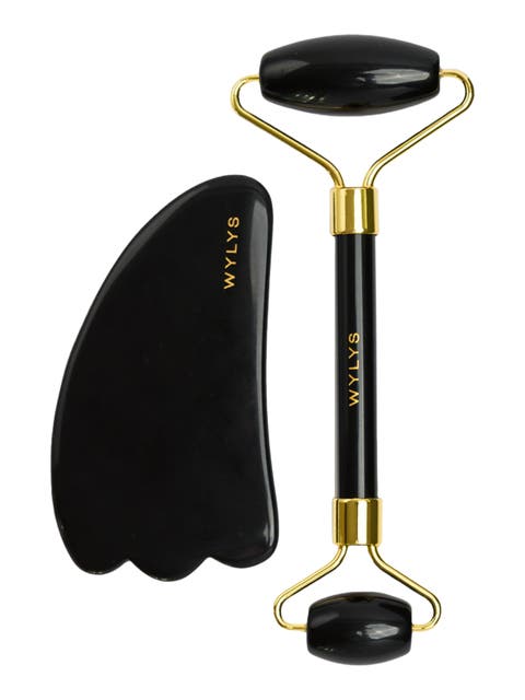 Black Obsidian Gua Sha + Face Roller Set