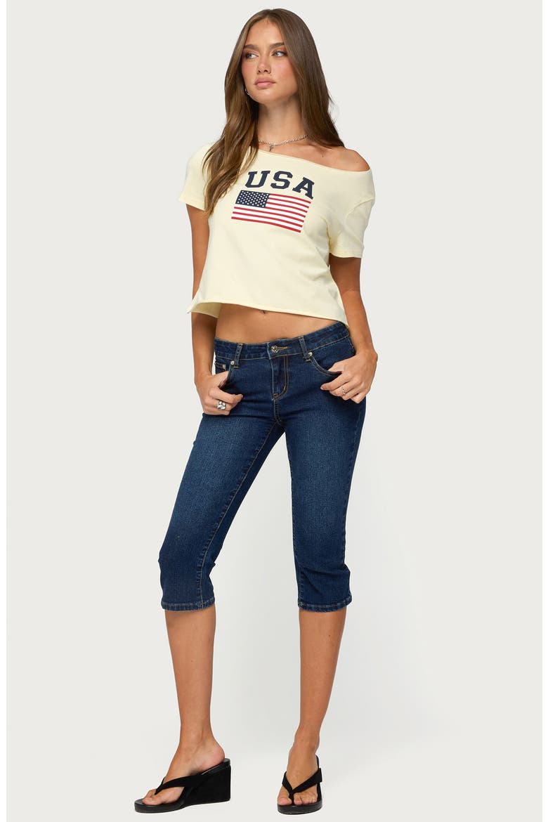 USA Babe Off the Shoulder Graphic Tee, Alternate, color, YELLOW