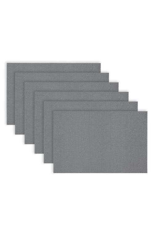 Dainty Home Set Of 6 Vinyl Placemats In Embroidered Glitter Silver