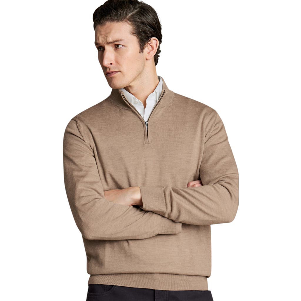 CHARLES TYRWHITT CHARLES TYRWHITT MERINO ZIP NECK LONG SLEEVE SWEATER
