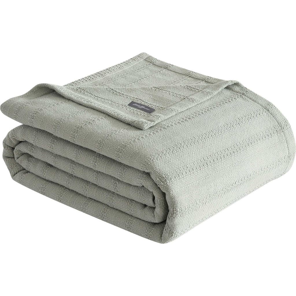 Eddie Bauer Variegated Weave Stripe Cotton Blanket In Green