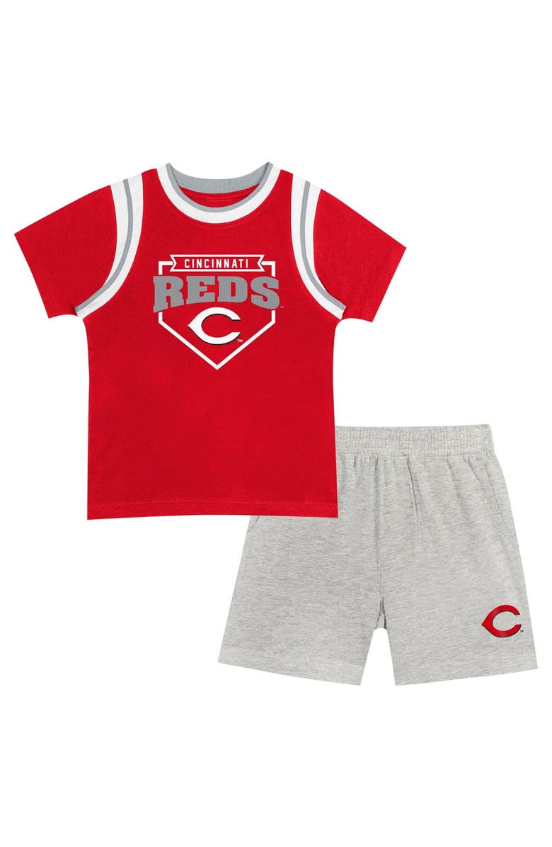 Outerstuff Infant Fanatics Red/Gray Cincinnati Reds Bases Loaded T-Shirt & Shorts Set, Alternate, color, 