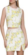 Avec Les Filles Lemon Print Linen Blend Crop Vest