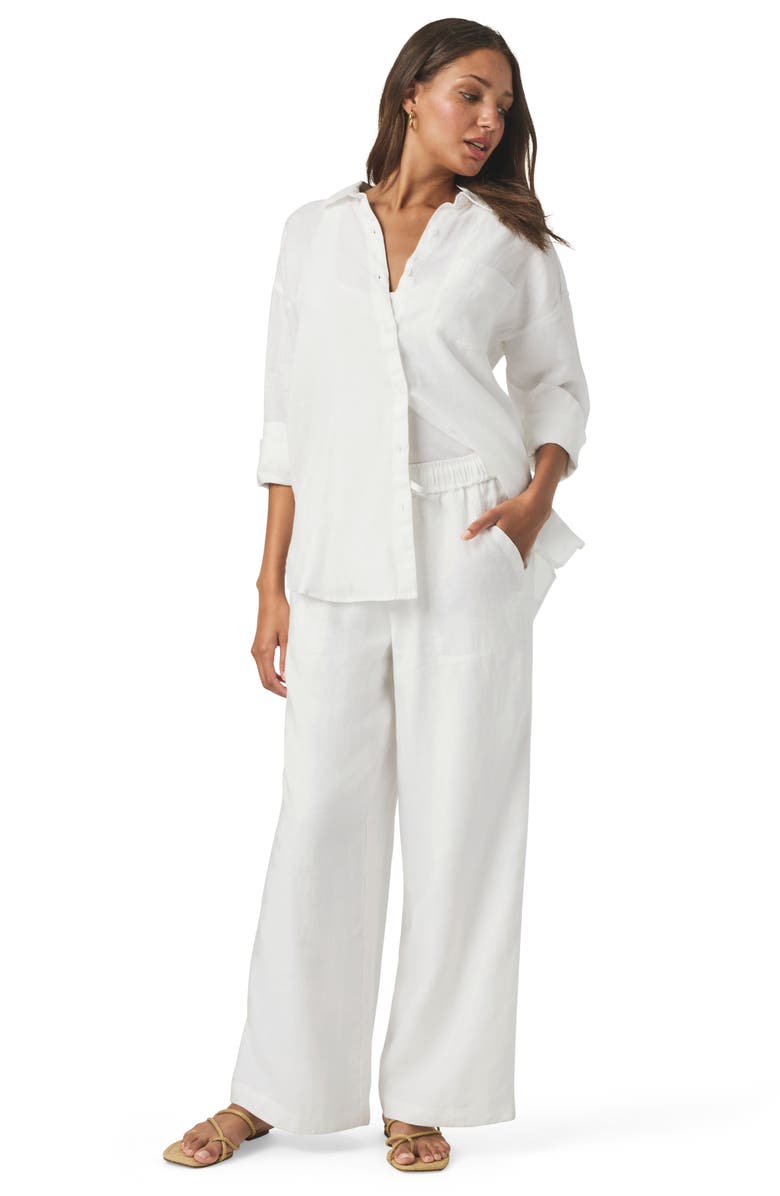 Splendid Stella Oversize Linen Blend Button-Up Shirt, Alternate, color, 