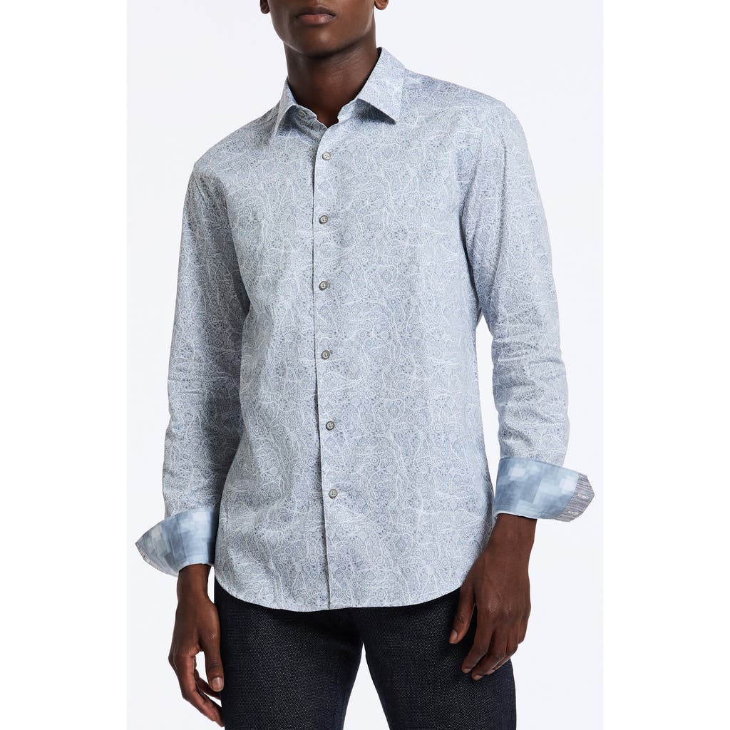 Shop Robert Graham Stelvio Cotton Button-up Shirt In Light Grey