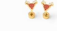 Pip Pop Girls' Reindeer Flatback Stud Hypoallergenic Earrings