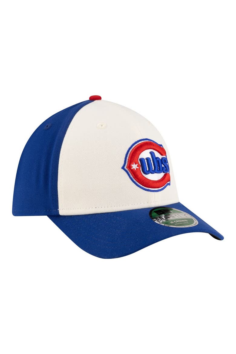 Men's New Era  White/Royal Chicago Cubs Player Replica 39THIRTY M-Crown Flex Hat, Alternate, color, White