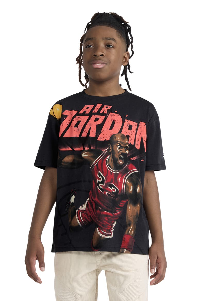 Kids' Air Jordan Slam Dunk Graphic T-Shirt, Alternate, color, OFF NOIR