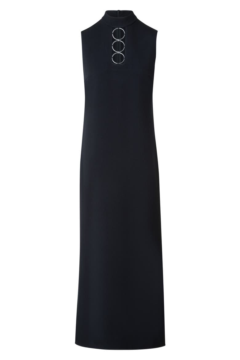 Ring Yoke Virgin Wool Midi Dress, Alternate, color, BLACK