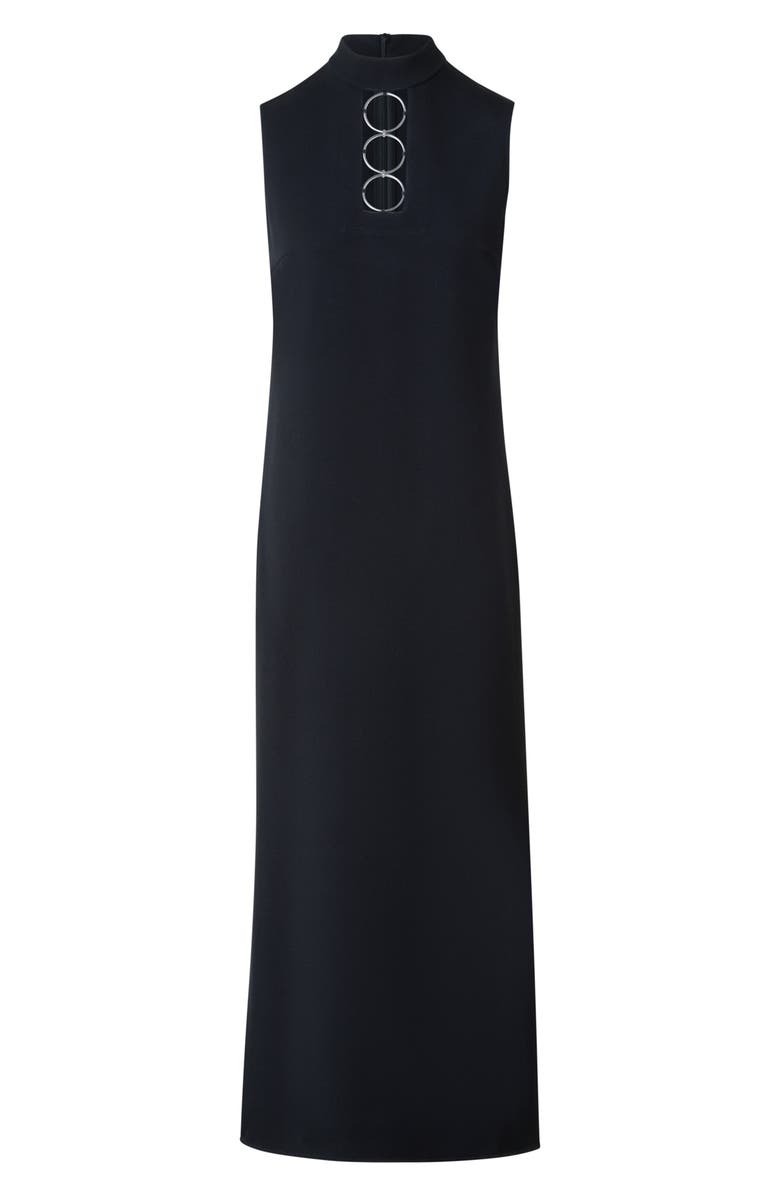 Akris punto Ring Yoke Virgin Wool Midi Dress, Alternate, color, Black