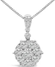 Haus of Brilliance 14K White Gold 1 1/5 Cttw Diamond Composite Cluster Pendant Necklace