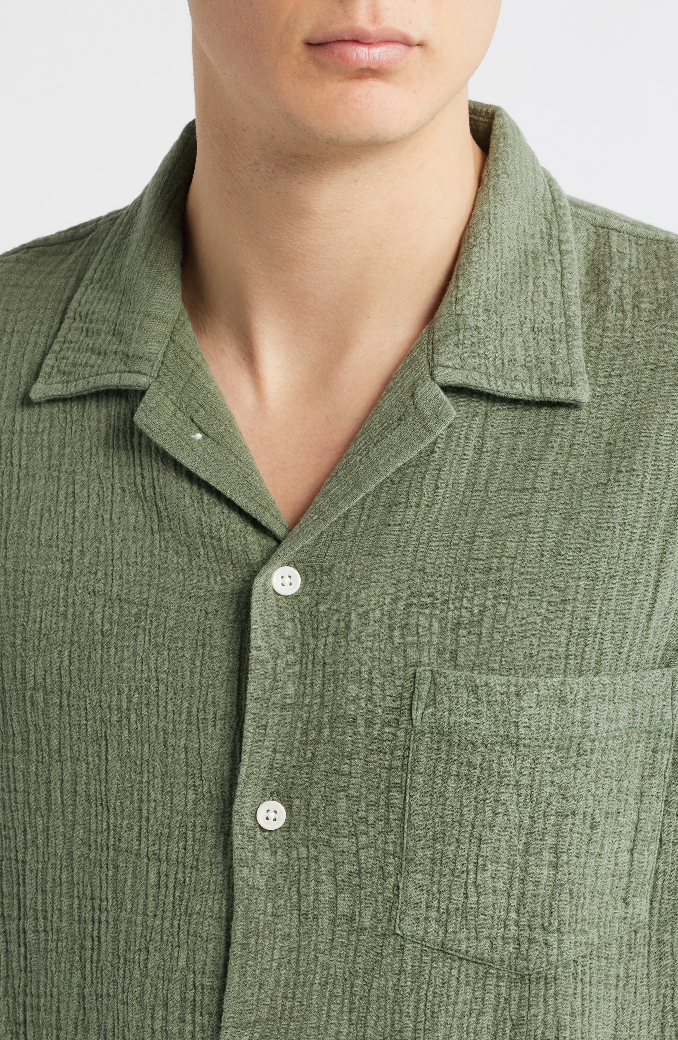 Double Cloth Short Sleeve Button-Up Shirt - image 4
