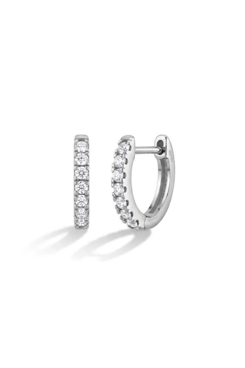 Small Multi Cubic Zirconia Huggie Earrings, Alternate, color, Silver