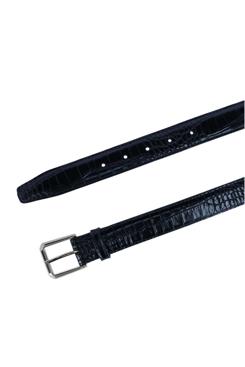 30mm Mock Alligator Embossed Italian Leather Belt, Alternate, color, Black