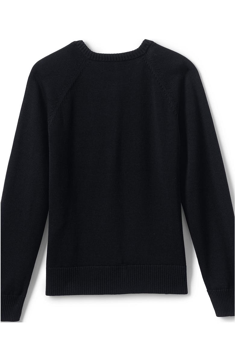 Lands' End School Uniform Girls Cotton Modal Cardigan Sweater, Alternate, color, Black