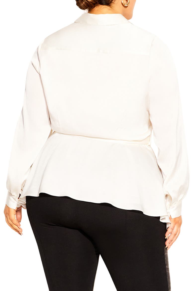 Tie 'N' Flow Asymmetric Satin Wrap Blouse, Alternate, color, PEARL