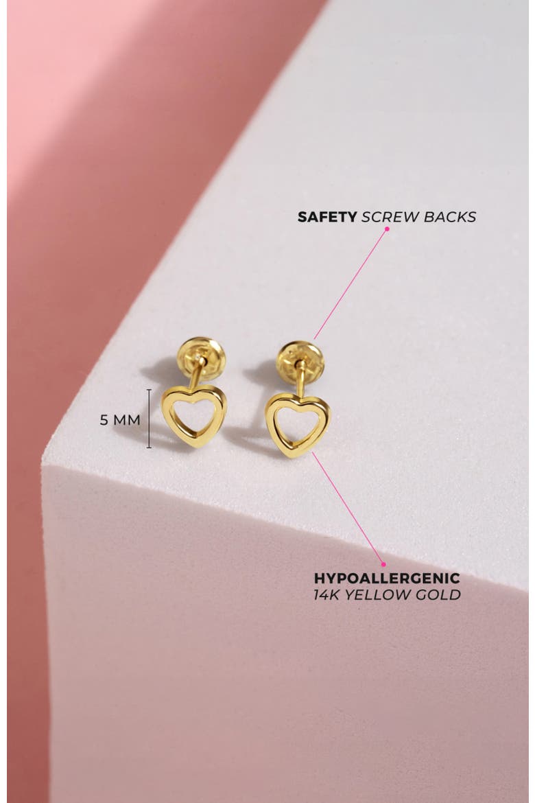 14k Petitel Open Heart Earrings, Alternate, color, Gold