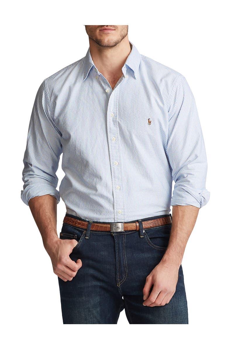 Polo Ralph Lauren Big & Tall Striped Oxford Sport Shirt, Main, color, Blue White