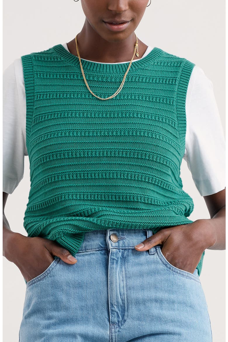 Tepel Organic Cotton Sweater Vest, Main, color, KNIT MELANGE TIDAL