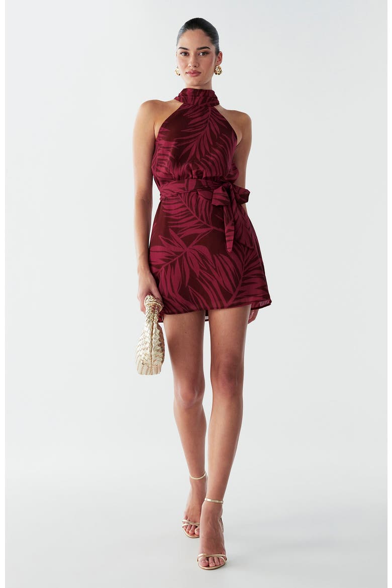 Leisha Dress, Alternate, color, Burgundy Palms