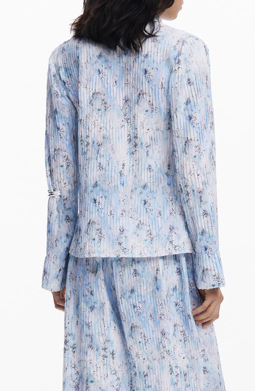 Desigual Women's Pleated Stretch Shirt In Blue