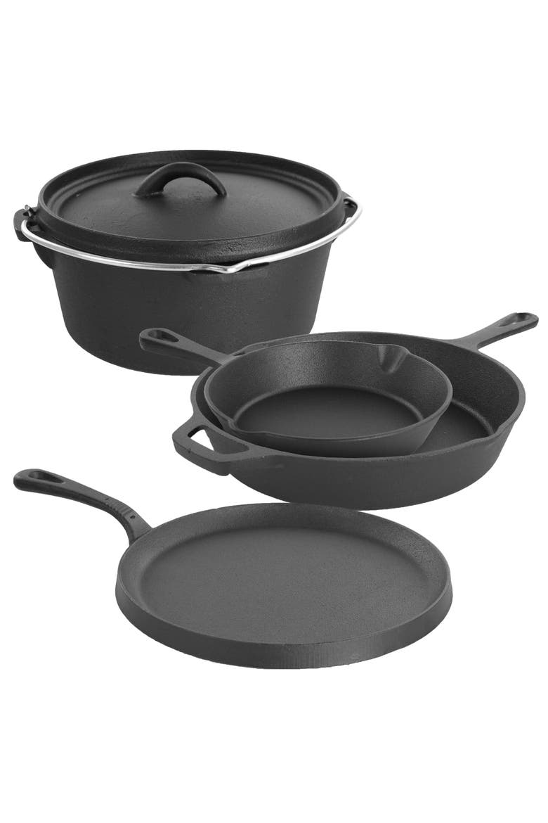 Pre-Seasoned Cast Iron 5-Piece Kitchen Cookware Set, Pots and Pans, Alternate, color, Black