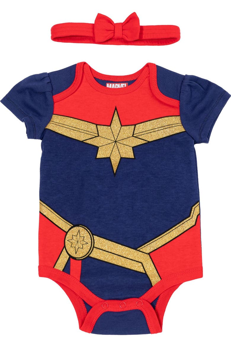 Avengers 3-Pack Bodysuits and Headband Set, Alternate, color, Marvel Red Blue