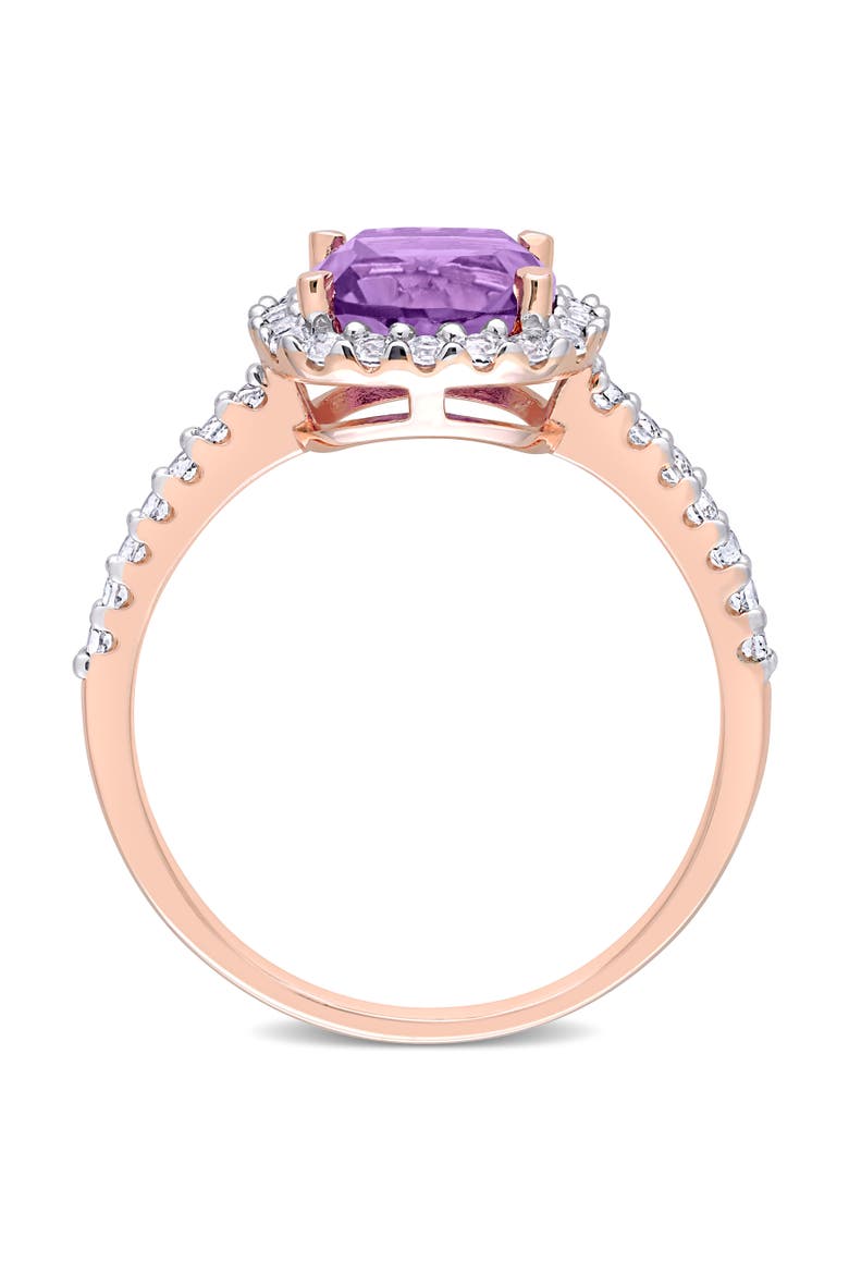 Gemstones Cushion Halo Ring, Alternate, color, Amethyst/Rose-Plated