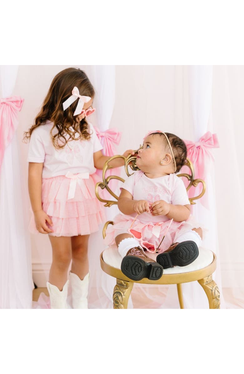 Sweet Wink Little Sister Bow Short Sleeve Bodysuit, Alternate, color, Pink