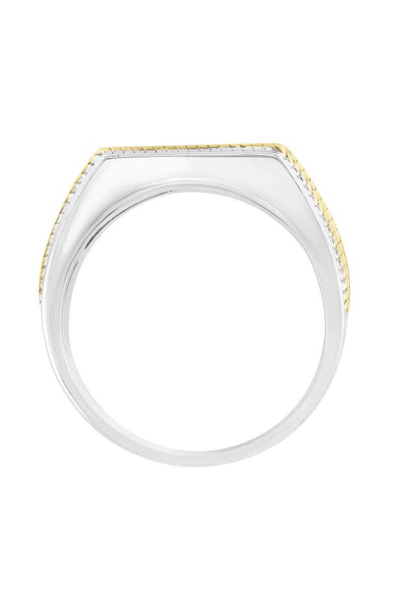 Men's Diamond Two-Tone Signet Ring, Alternate, color, SILVER
