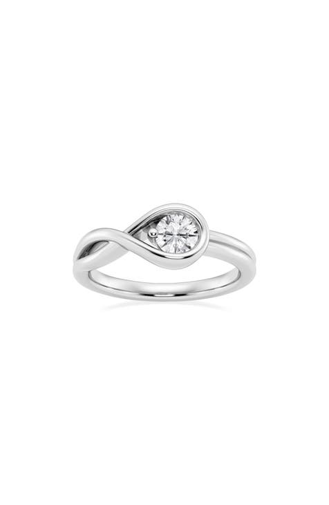 14K White Gold Lab Grown Round Diamond Solitaire Ring