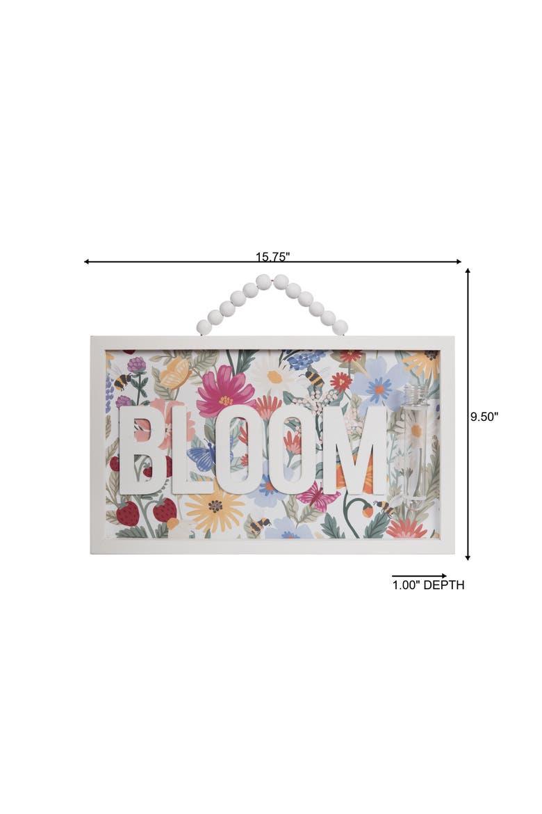 MDF Bloom Sign with Bud Vase Multicolored for Spring Wall and Entryway Decor, Alternate, color, Multicolored