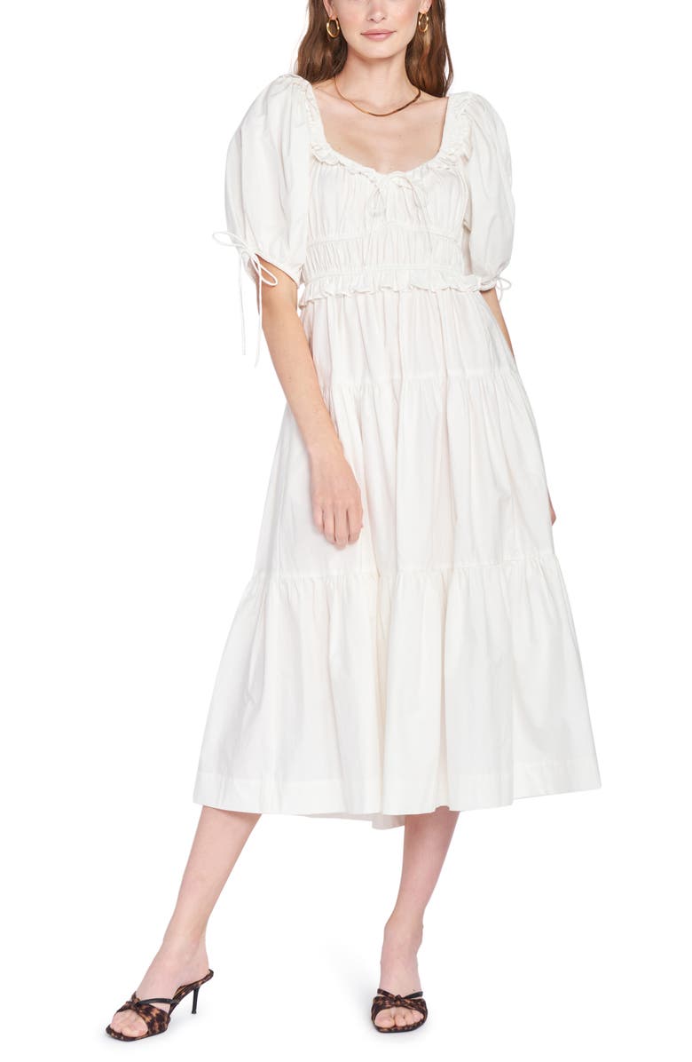 En Saison Poplin Tiered Cotton Midi Dress, Main, color, 