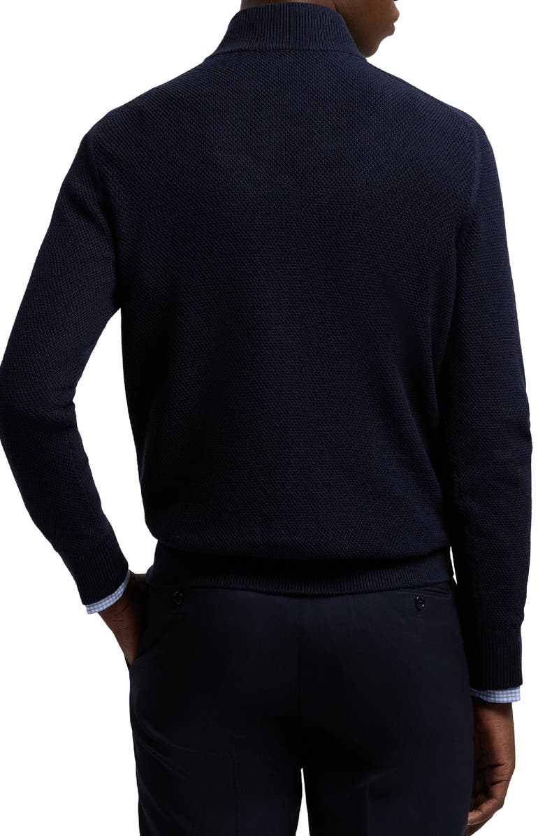 Ralph Lauren Purple Label Textured Silk & Cotton Half Zip Sweater, Alternate, color, Classic Chairman Navy