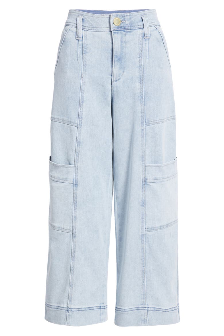 Skyrise Cotton Crop Wide Leg Utility Pants, Alternate, color, LIGHT BLUE