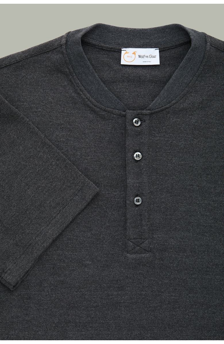 Wolf Vs. Goat (WvG) Henley Short Sleeve Viscose Interlock, Alternate, color, Black