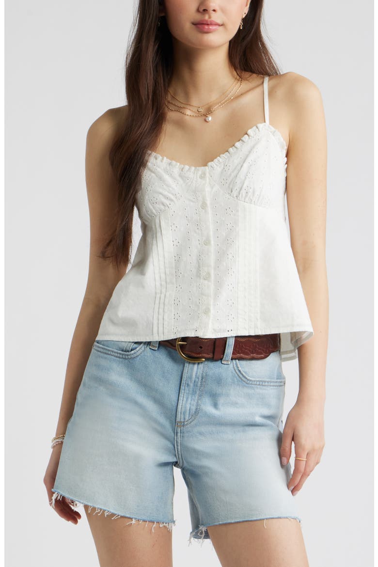 Cotton Eyelet Pintuck Camisole, Main, color, IVORY