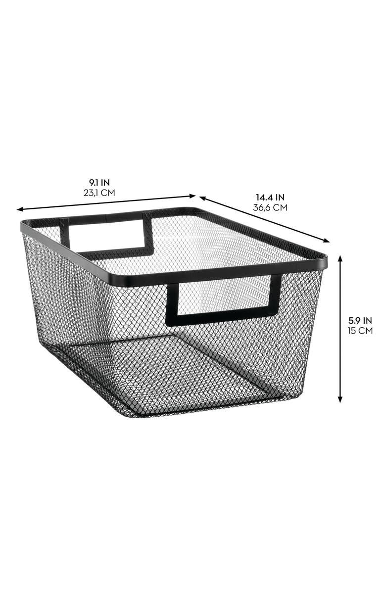 mDesign Metal Mesh Pantry Basket with Handles - Set of 2 - Matte Black, Alternate, color, Matte Black