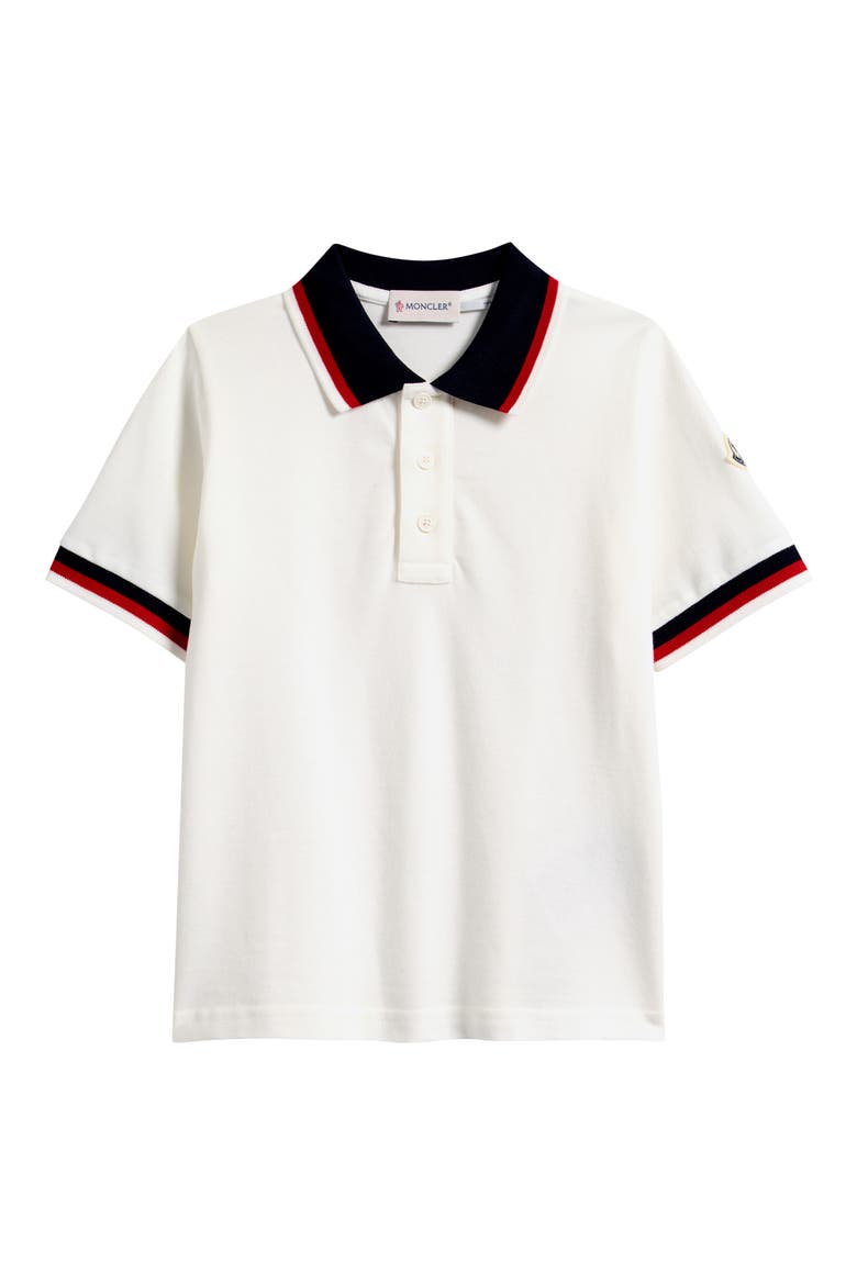 Kids' Tipped Cotton Piqué Polo, Main, color, WHITE