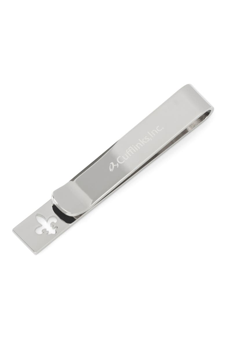 Fleur De Lis Tie Bar, Alternate, color, SILVER